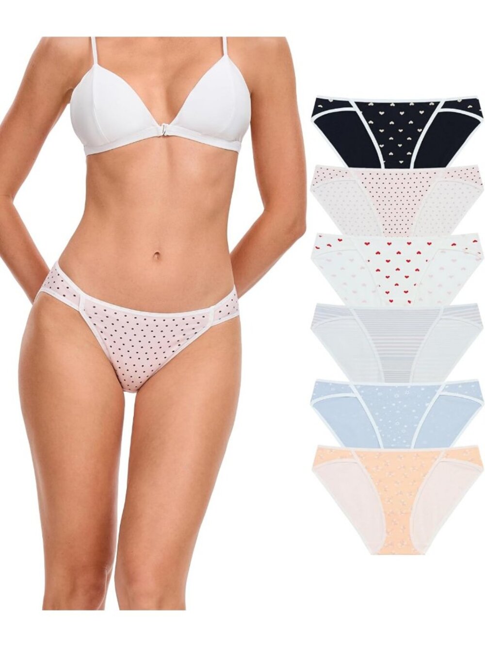 3/6 Pack Women's Cotton Low Rise Bikini Panties - Stretchy, Breathable Hipster